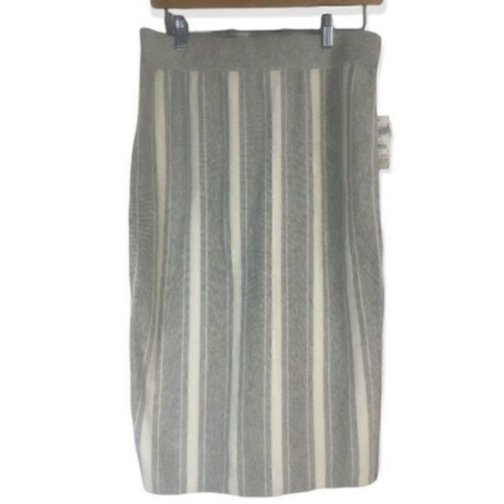 BP Nordstrom Stripe Sweater Skirt Grey Pearl Medium NWT - Picture 6 of 9